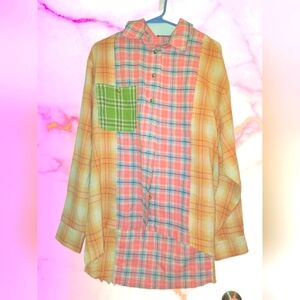 NWOT size small Papermoon Patchwork Long Sleeve Oversized  Flannel